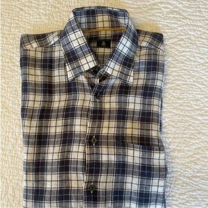 Robert Talbott Navy and White Plaid Shirt